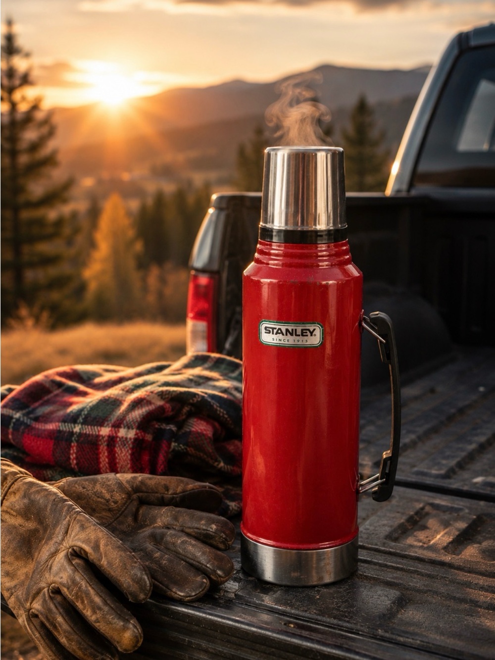 Vintage Stanley Classic Red Vacuum Insulated Thermos Bottle Camping Hiking Work